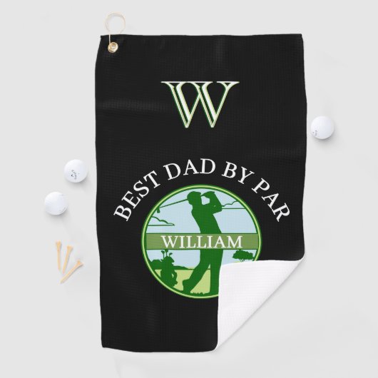 BESTER VATER NACH PAR NAME CUSTOM MONOGRAM GOLFHANDTUCH (Insitu)