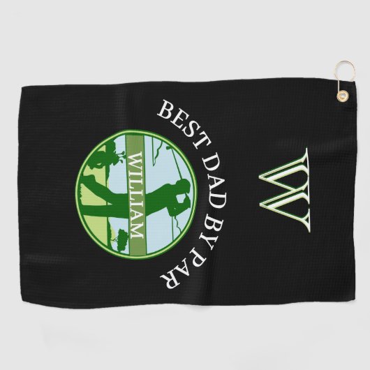 BESTER VATER NACH PAR NAME CUSTOM MONOGRAM GOLFHANDTUCH (Horizontal)