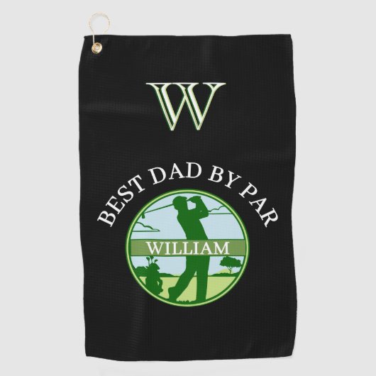 BESTER VATER NACH PAR NAME CUSTOM MONOGRAM GOLFHANDTUCH (Vorderseite)