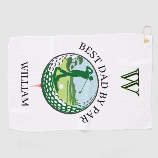 * BESTER VATER NACH PAR NAME CUSTOM MONOGRAM GOLFHANDTUCH (Horizontal)