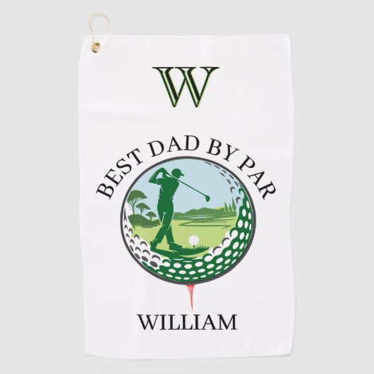 * BESTER VATER NACH PAR NAME CUSTOM MONOGRAM GOLFHANDTUCH (Vorderseite)