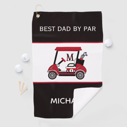 Bester Vater nach Par-Name-Monogramm Golfhandtuch (Insitu)