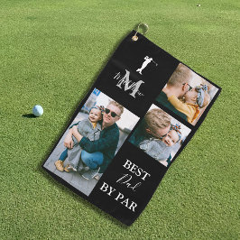 Bester Vater nach Par | Personalisiert 3 Foto Golf Golfhandtuch