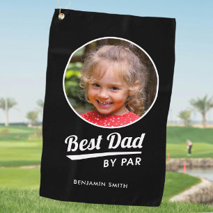 Bester Vater nach Par Personalisiert Foto Schwarz Golfhandtuch