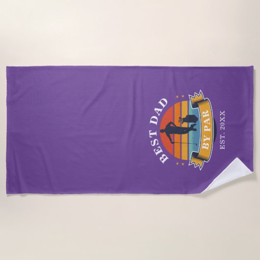 Bester Vater nach Par Personalisiert Retro Vaterta Strandtuch (Vorderseite)