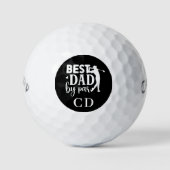 Bester Vater nach Par-Schwarz-weiß-Monogramm-Initi Golfball (Vorderseite)
