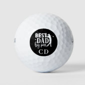 Bester Vater nach Par-Schwarz-weiß-Monogramm-Initi Golfball (Vorderseite)