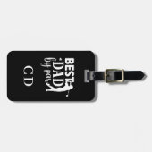 Bester Vater nach Pole-Golf-Monogramm Schwarz-weiß Gepäckanhänger (Vorderseite horizontal)