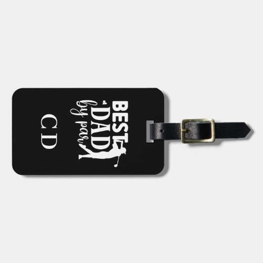 Bester Vater nach Pole-Golf-Monogramm Schwarz-weiß Gepäckanhänger (Vorderseite horizontal)