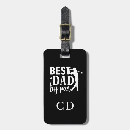 Bester Vater nach Pole-Golf-Monogramm Schwarz-weiß Gepäckanhänger (Vorderseite vertikal)