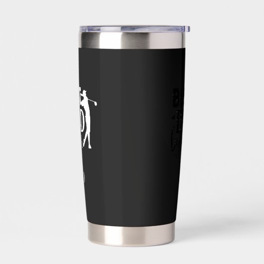 Bester Vater nach Pole-Golf-Monogramm Schwarz-weiß Thermobecher (Links)