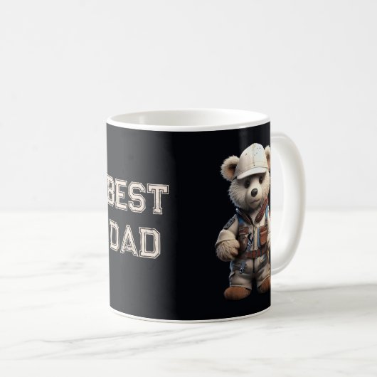 'Bester Vater' Niedlicher Engineer Bear Handy Vate Kaffeetasse (VorderseiteRechts)