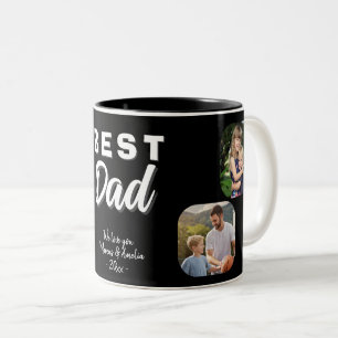 Bester Vater Papa 4 Familienfoto Zweifarbige Tasse