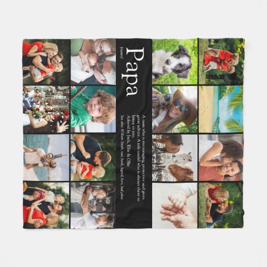 Bester Vater Papa Ever Definition Foto Collage Bla Fleecedecke (Vorderseite (Horizontal))