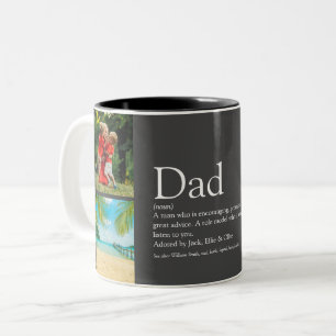 Bester Vater, Papa, Vater Definition 4 FotoCollage Zweifarbige Tasse