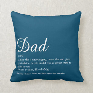 Bester Vater, Papa, Vater Definition Script blau Kissen