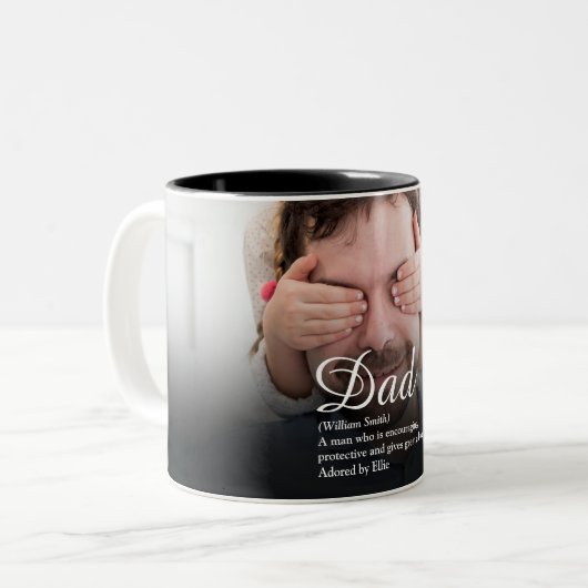 Bester Vater, Papa, Vater-Definition-Script-Foto Zweifarbige Tasse (Vorderseite Links)