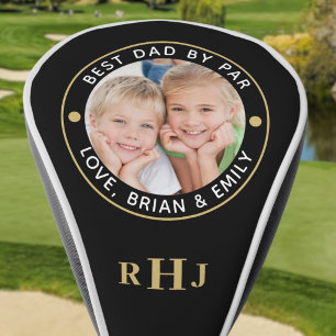 BESTER VATER PAR Foto Monogramm Schwarz Gold Golf Headcover