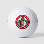 Bester Vater Par Foto Rote Golfplätze Golfball (Vorderseite)