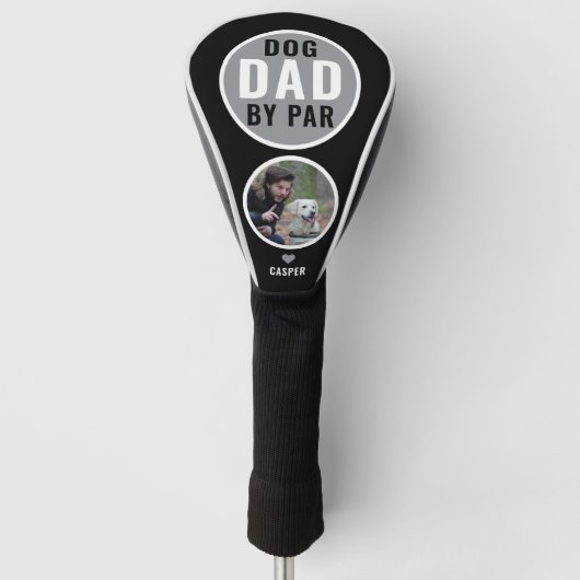Bester Vater Par Golf Geschenk Name Foto Schwarz Golf Headcover (Vorderseite)