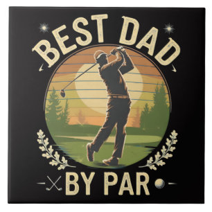 Bester Vater Par Golf Sonnenuntergang Vintage Fliese