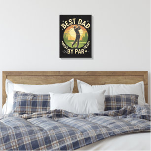 Bester Vater Par Golf Sonnenuntergang Vintage Leinwanddruck