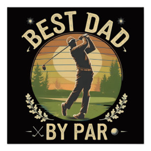 Bester Vater Par Golf Sonnenuntergang Vintage Poster
