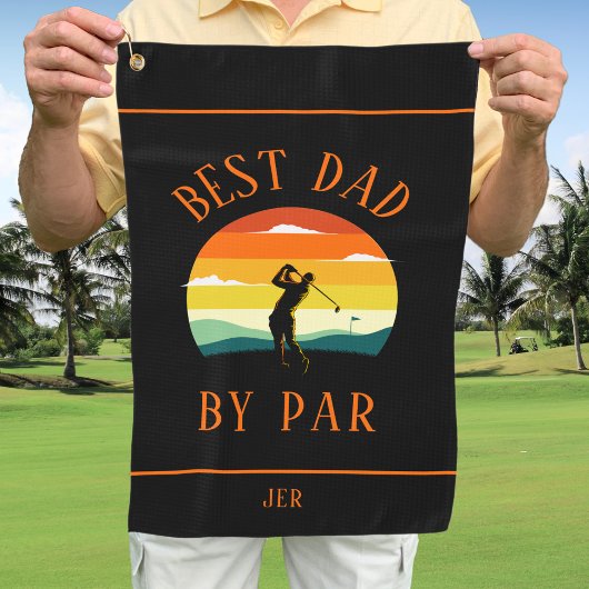 Bester Vater Par Moderner Golfer Silhouette Schwar Golfhandtuch