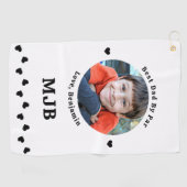 Bester VATER Par Modernes Personalisiertes Foto Golfhandtuch (Horizontal)