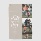 Bester Vater Par Multi Foto Beige Vatertag Golfhandtuch (Vorderseite)