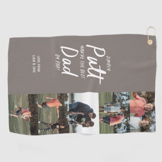 Bester Vater Par Multi-Foto Golf Vathers Day Taube Golfhandtuch (Horizontal)