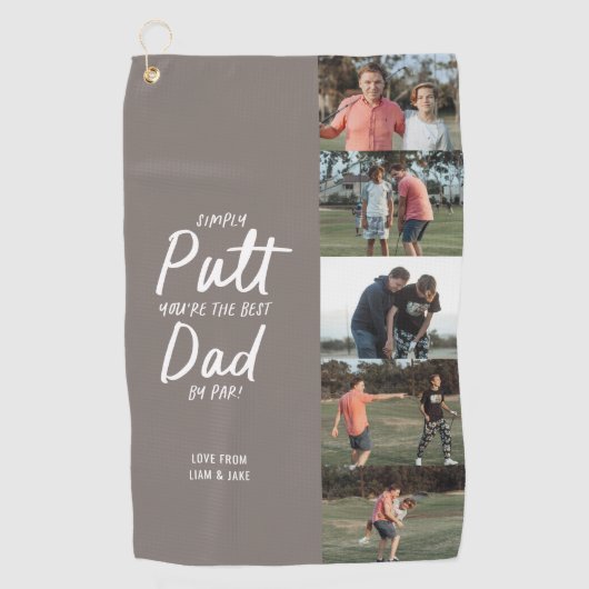 Bester Vater Par Multi-Foto Golf Vathers Day Taube Golfhandtuch (Vorderseite)
