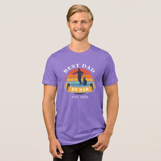 Bester Vater Par Personalisiert Retro Golf Novelle Tri-Blend Shirt (Vorderseite voll)