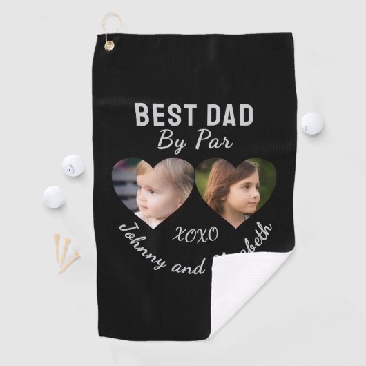 Bester Vater per Par 2 Kinder FotoCollage Personal Golfhandtuch (Insitu)