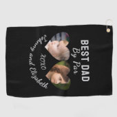 Bester Vater per Par 2 Kinder FotoCollage Personal Golfhandtuch (Horizontal)