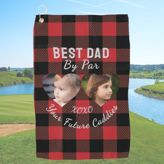 Bester Vater per Par 2 Kinder FotoCollage Personal Golfhandtuch