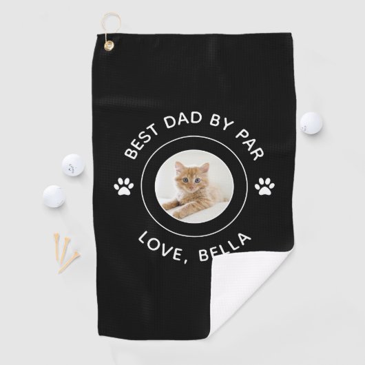 Bester Vater per Par Cat Paw Print Foto Text Golf Golfhandtuch (Insitu)