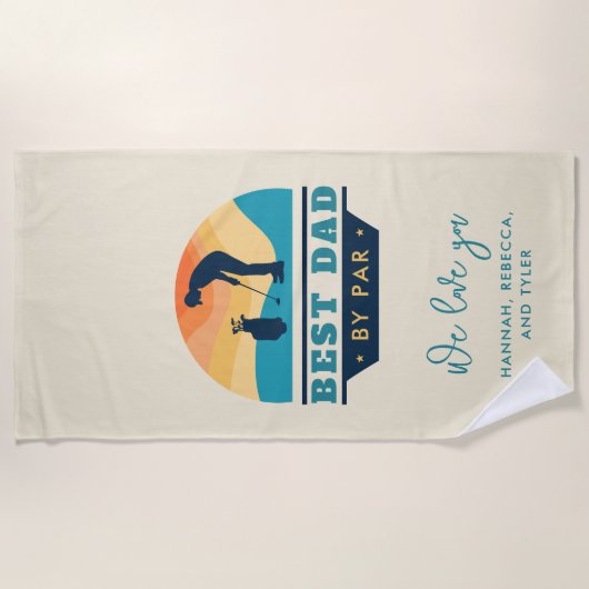 Bester Vater per Par Retro Ruhiger Golfplatz Lover Strandtuch (Vorderseite)