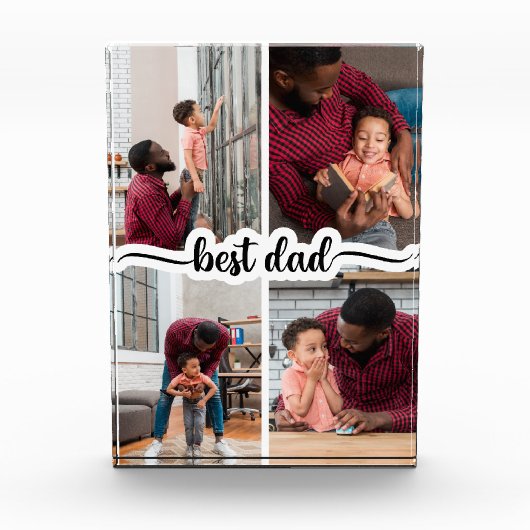Bester Vater Personalisiert 4 FotoCollage Fotoblock (Vorderseite)
