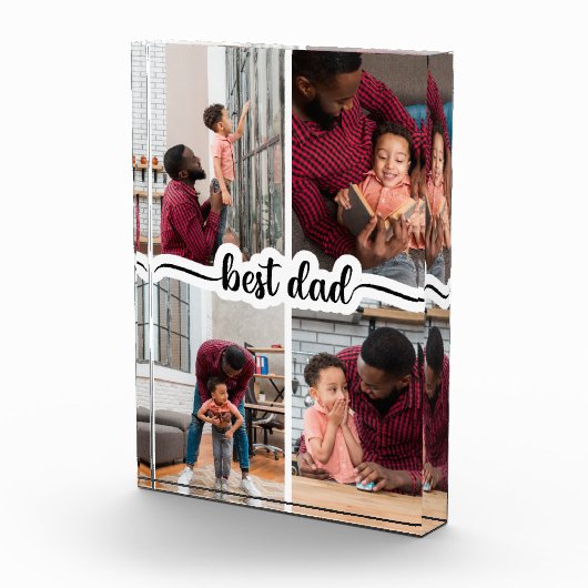 Bester Vater Personalisiert 4 FotoCollage Fotoblock (Rechts)