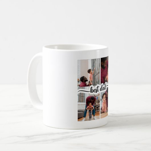 Bester Vater Personalisiert 4 FotoCollage Kaffeetasse (Vorderseite Links)