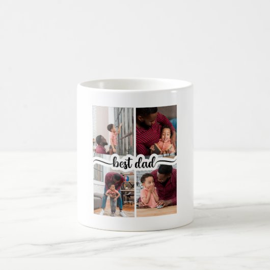 Bester Vater Personalisiert 4 FotoCollage Kaffeetasse (Mittel)
