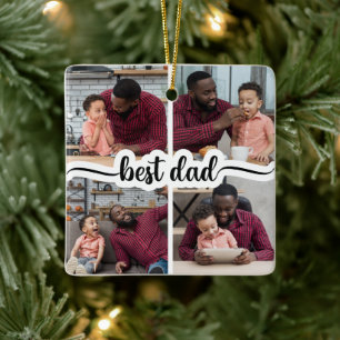 Bester Vater Personalisiert 4 FotoCollage Keramikornament