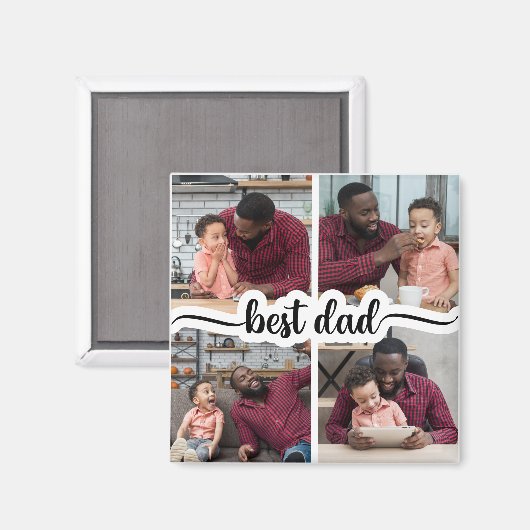 Bester Vater Personalisiert 4 FotoCollage Magnet (Vorderseite/Rückseite)