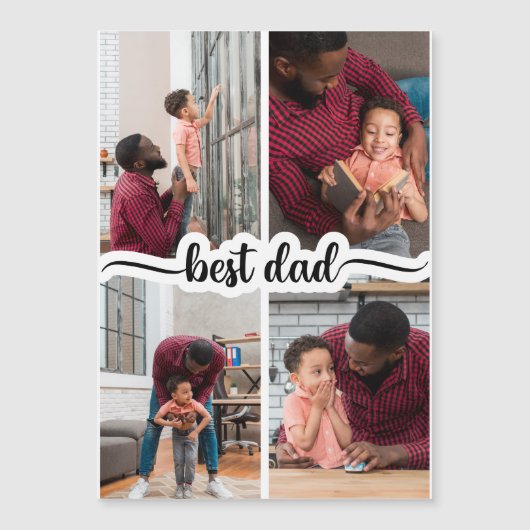 Bester Vater Personalisiert 4 FotoCollage Magnetkarte (Vorderseite)