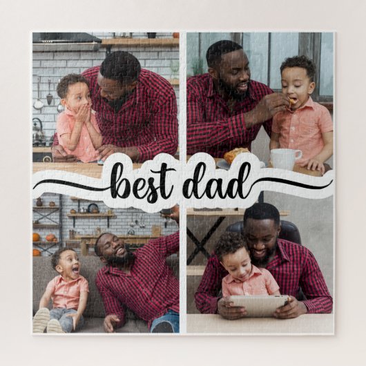 Bester Vater Personalisiert 4 FotoCollage Puzzle (Vertikal)