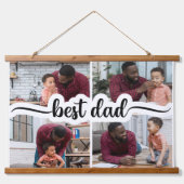 Bester Vater Personalisiert 4 FotoCollage Wandteppich Mit Holzrahmen (Vorne)