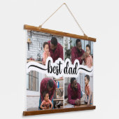 Bester Vater Personalisiert 4 FotoCollage Wandteppich Mit Holzrahmen (Gewinkelt)