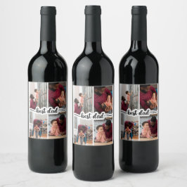 Bester Vater Personalisiert 4 FotoCollage Weinetikett