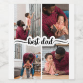 Bester Vater Personalisiert 4 FotoCollage Weinetikett (Einzelnes Label)